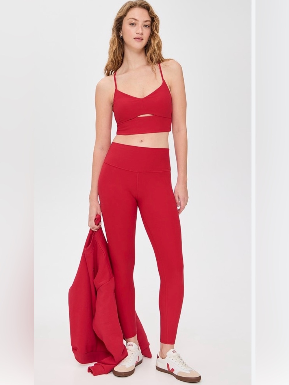 NWT ALO Alosoft High-Waist 7/8 Highlight Leggings, Size M, in Bold Red